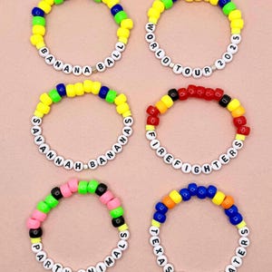 Banana Ball inspired handmade friendship beaded bracelets - World Tour 2025 - stacking stretch - Savannah Bananas Party Animals Firefighters
