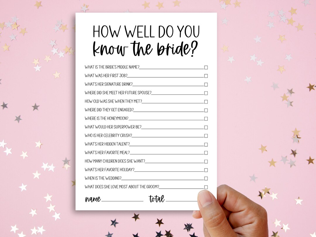 How Well Do You Know the Bride Bridal Shower Party Games - Classic