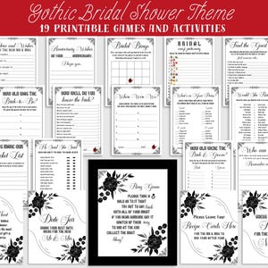 Gothic Bridal Shower Games Bundle - Till Death Do Us Part Shower Halloween Bridal Games - Wedding Games Printable Games Instant Download