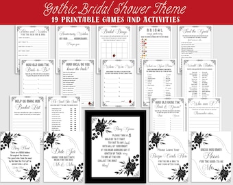 Gothic Bridal Shower Games Bundle - Till Death Do Us Part Shower Halloween Bridal Games - Wedding Games Printable Games Instant Download
