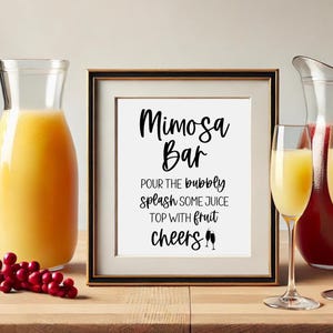 Mimosa Bar Sign Downloadable & Printable PDF File - Classic Theme Minimalist Design Bridal Shower Sign - Bubbly Bar Sign for Wedding Shower