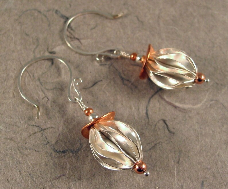 Thai Silver and Copper Earrings image 1