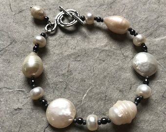 Pearl and Hematite Bracelet