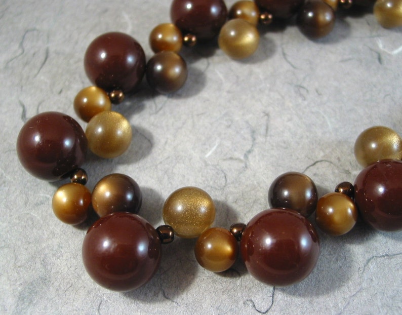 Bronze Vintage Lucite Bubbles Necklace image 1