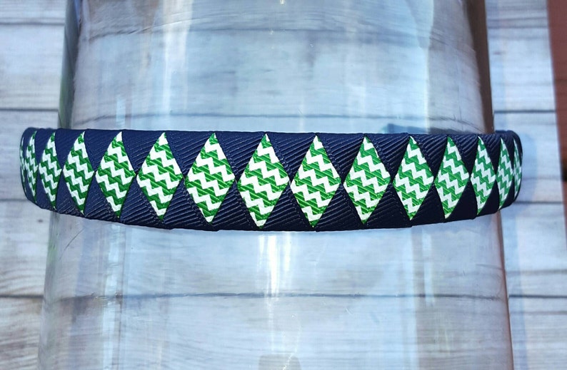 Blue and Green Headband Green and Navy Chevron Headband 34 Back to School Headband School Uniform Headband Emerald Green and Blue Headband