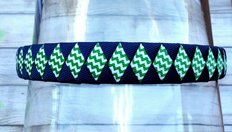 Blue and Green Headband Green and Navy Chevron Headband 34 Back to School Headband School Uniform Headband Emerald Green and Blue Headband