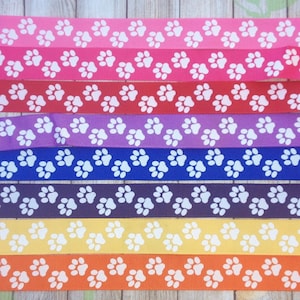 7/8&quot; Paw Print Grosgrain Ribbon 1yd- Ribbon by the Yard Back to School Ribbon Uniform Ribbon Team Ribbon Cheer Ribbon School Spirit Ribbon