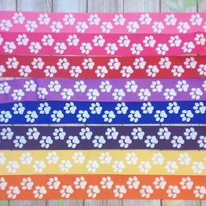 7/8" Paw Print Grosgrain Ribbon 1yd- Ribbon by the Yard Back to School Ribbon Uniform Ribbon Team Ribbon Cheer Ribbon School Spirit Ribbon