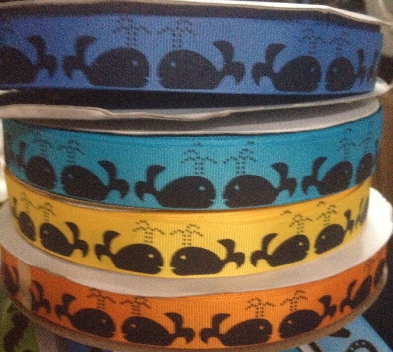 Whale Ribbon 7/8 Blooming Nautical Navy Blue Whale - Etsy