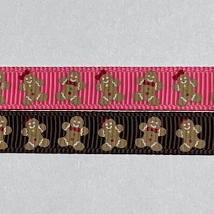 3/8&quot; Christmas Gingerbread Grosgrain Ribbon 5 yd- Ribbon by the Yard Christmas Ribbon Ginger Bread Ribbon Gingerbread Ribbon Gingerbread Man