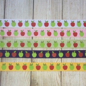 3/8&quot; Apple Ribbon Grosgrain Ribbon 1 yd Ribbon by the Yard Back to School Ribbon Uniform Ribbon Teacher Ribbon Red Apple Green Apple Ribbon