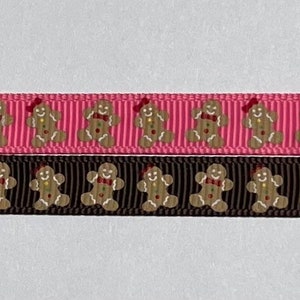 3/8&quot; Christmas Gingerbread Grosgrain Ribbon 1 yd- Ribbon by the Yard Christmas Ribbon Ginger Bread Ribbon Gingerbread Ribbon Gingerbread Man