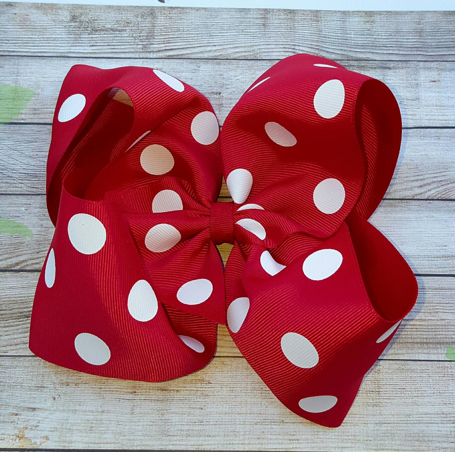 Red Cheer Hairbow Red and White Polka Dot Hair Bow Sports Team Hair ...