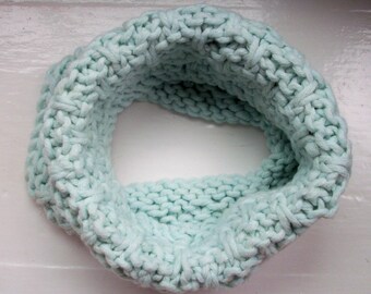 Knitted neck warmer, cosy cowl, warm collar, ice blue, soft textured snood scarf