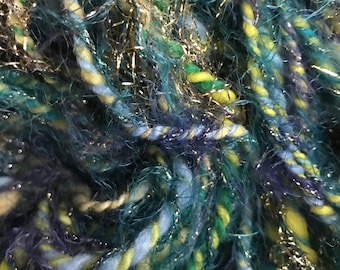 Hand spun soft merino art yarn, sea colours, Neptune - by SpinningStreak