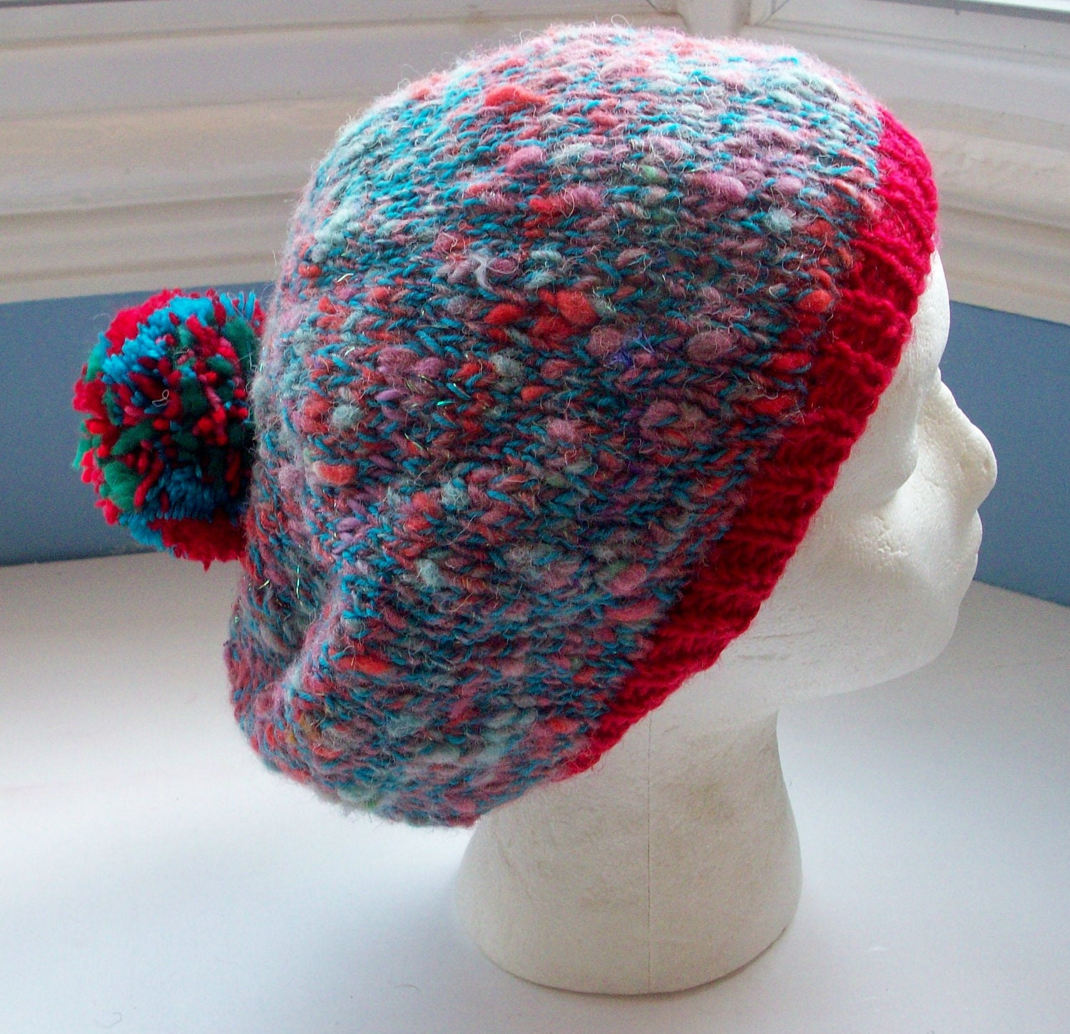 Beanie Pompom Hat Handspun Hand Dyed Wool Art Yarn Chunky - Etsy UK