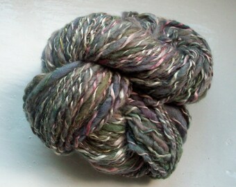 Handspun merino yarn -  grey, pastel handspun silk