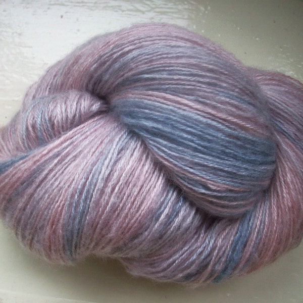 Hand painted yarn 100g. angora laceweight soft heather old rose