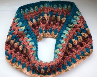 Crocheted unisex cowl, longer, thicker neck warmer, cosy, warm winter accessory, unusual shades by SpinningStreak