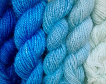 Alpaca mini skein set, hand dyed, luxury, blues