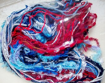 Creative fiber thread pack  red white blue silver - minimum 60 yards 55 metres