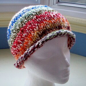 Beanie hat handspun unisex wool silk hand knitted classic style contemporary colours