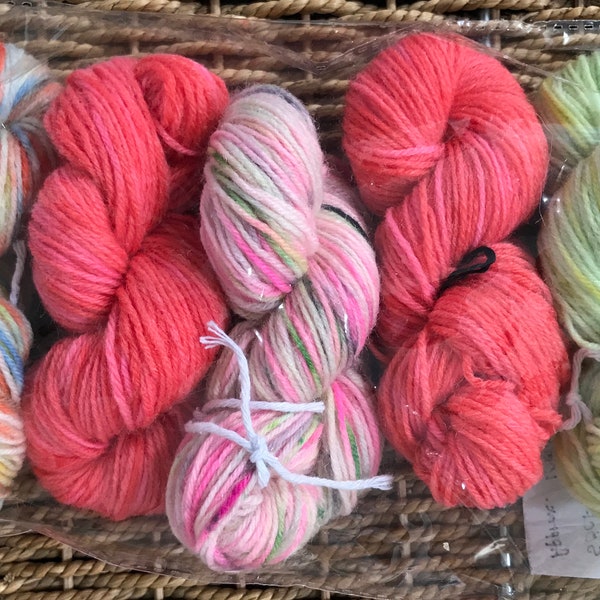 Hand dyed sock yarn mini skein set 3, hand painted, 5 x 20g, ideal for pair of unique socks, scrappy blanket, fair isle, stripes..