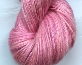 Lace weight yarn hand painted 100g. fine mohair variegated slightly darker soft mid pink