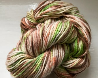Sock yarn hand painted wool, brown, green, ivory 100g