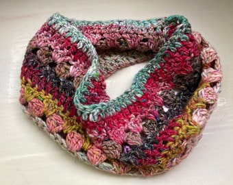 Crocheted unisex cowl, Noro yarn, thicker neck warmer, cosy, warm accessory, unusual shades by SpinningStreak