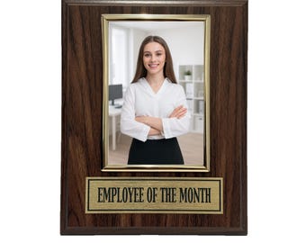 Plaque de récompense de l'employé du mois avec aimant en prime, finition noyer