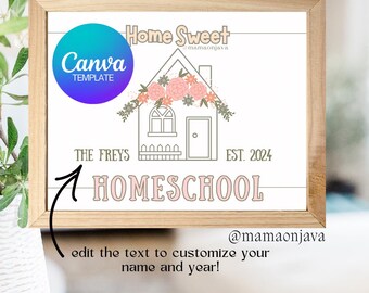 Home Sweet Homeschool op maat bedrukbare shabby-chique cottage bloemenstijl