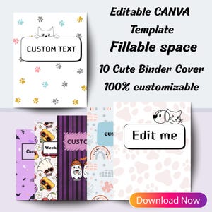 Custom Binder Cover | Personalized  Templates | Editable Printable Binder Covers for School, Office & Home Design Your Own Binder Cover