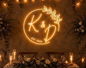 Custom LED Neon Lights for Wedding, Couple Initials Neon Sign, Personalized Wall Decor, Aesthetic Neon Sign,Wedding Decor, Custom Neon Light