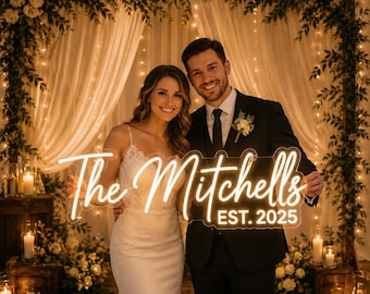 Custom Neon Wedding Sign, Personalized LED Name Light, Mr & Mrs Sign for Backdrop