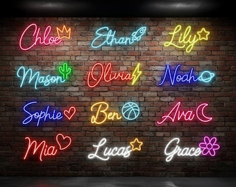 Custom Name Neon Sign For Kids, Kids Room Decor, Custom LED Sign Wall Decor, Personalized LED Sign, Gift For Her, Christmas Gift, Neon Light