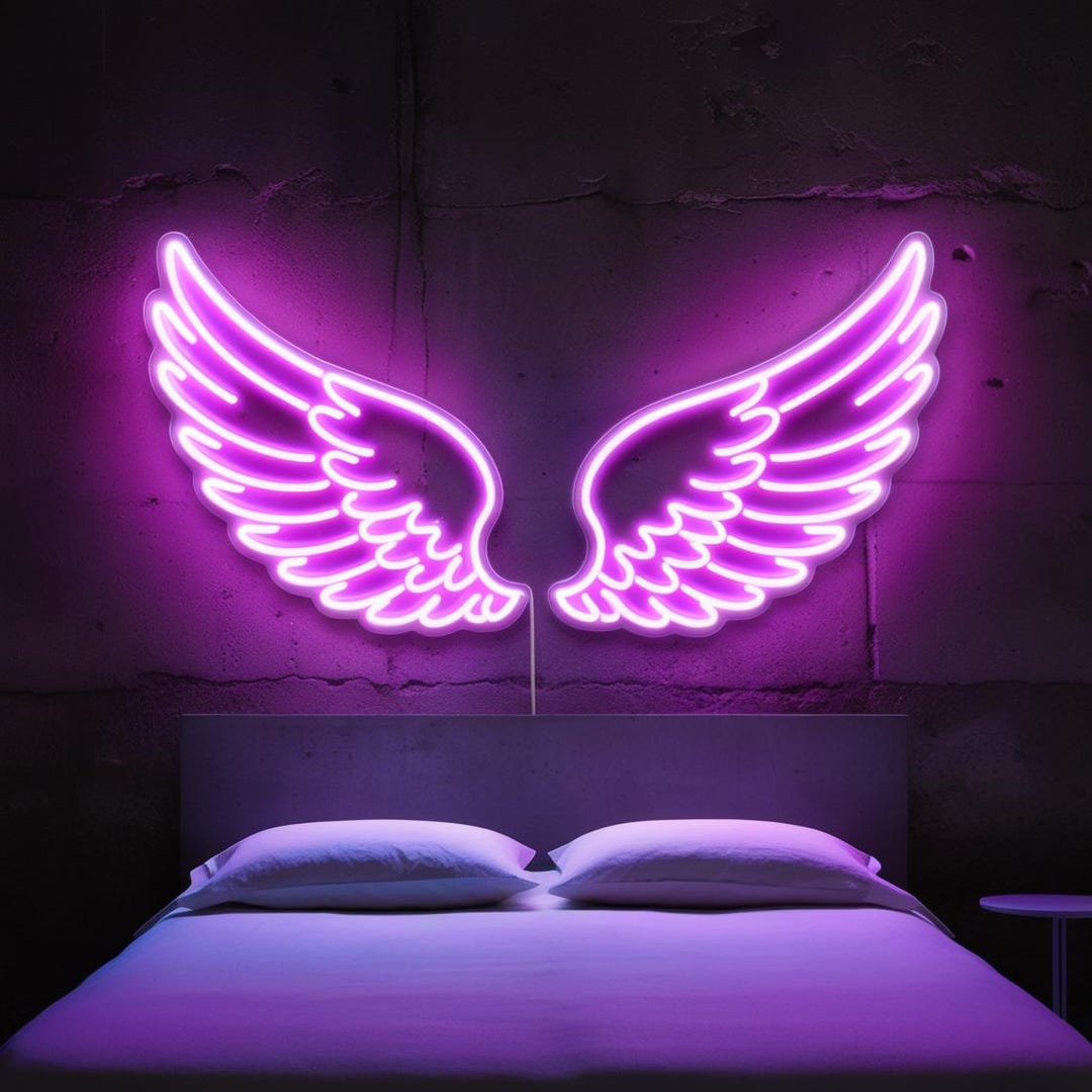 Winged Sign Angel Wings Neon Sign | Custom Neon Sign | Neon Sign | Acrylic Sign ...
