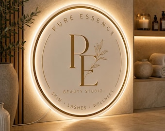 Custom Acrylic Business Logo Sign, Neon Acrylic Salon Sign, Personalized Neon Signage for Beauty Bar, Office Decor, Reception Wall Sign