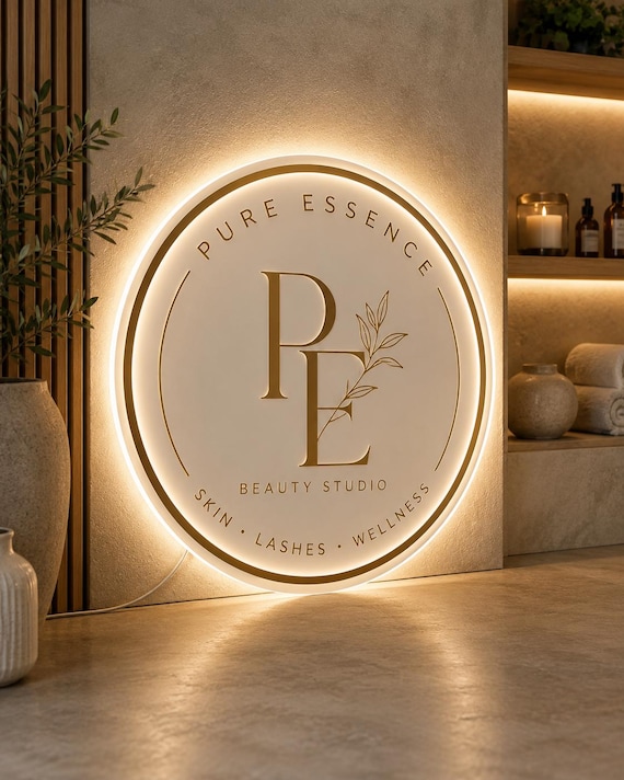 Custom Acrylic Business Logo Sign, Neon Acrylic Salon Sign, Personalized Neon Signage for Beauty Bar, Office Decor, Reception Wall Sign
