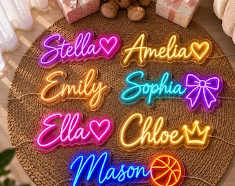 Custom Name Neon Sign for Kids, Personalized LED Light Nursery Decor, Kids Bedroom Wall Art, Birthday Gift for Kid, Xmas Present