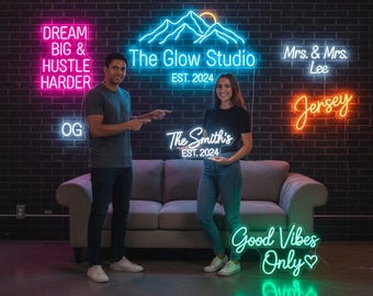 Custom Neon Sign | LED Name Sign | Wedding Neon Sign | Neon Name Sign | Business Logo Sign | Aesthetic Wall Art | Bedroom Neon Light