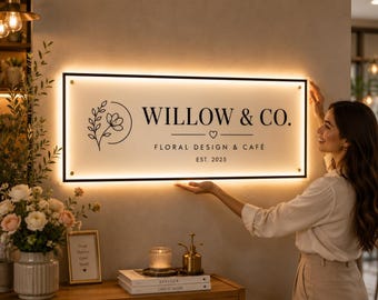 Custom LED Business Logo Sign - Personalized Acrylic Neon Light Sign for Office, Salon, Studio Decor, Light Up Business Sign
