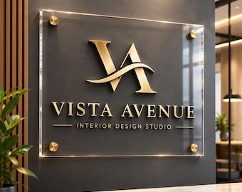 Clear Acrylic Business Logo Sign, 3D Raised Logo Plaque, Modern Office Wall Decor, Custom Reception Signage, Salon Logo Display