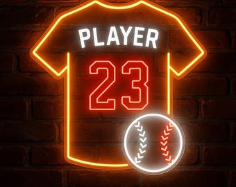 Custom Baseball Jersey Neon Sign, Baseball Wall Decor, Baseball Wall Art, Baseball Sign, Nursery Decor, Baseball Lover Gift, Birthday Gift