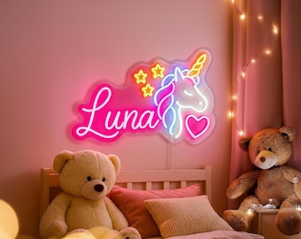 Custom Name Neon Sign for Kids Room Decor, Personalized Neon Light with Heart, Custom LED Sign for Birthday Gift, Custom Name Neon Sign