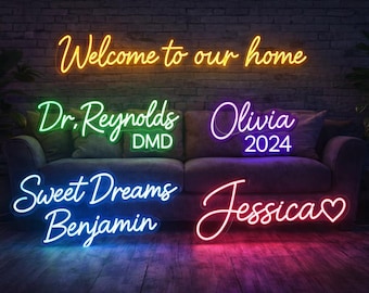 Custom LED Neon Sign, Personalized Neon Light, Custom Name Neon Sign, Wedding Neon Sign, Business Logo LED Sign, Wall Decor, Gift For Him