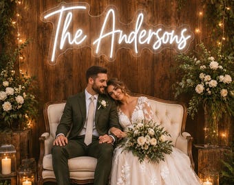 Personalized Wedding Neon Sign, Custom Last Name Light, Reception Backdrop Decor
