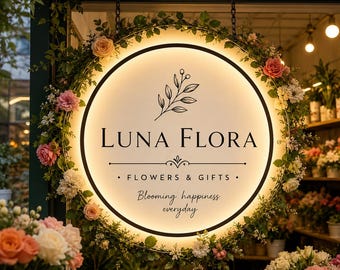 Custom Acrylic Business Logo Sign, LED Neon Logo Light, Custom Logo Wall Sign, Storefront, Reception & Salon Sign, Reception Wall Sign