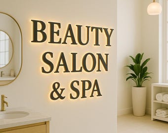 Custom Backlit Business Sign, Beauty Salon Sign, Reception Logo Sign, Aesthetic Clinic Sign, Large Metal Letters, Laser cut Signboard