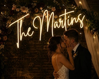Custom Neon Wedding Sign, Personalized LED Name Light, Mr & Mrs Backdrop Light, Couple Name Sign, Wedding Decor, Last Name Sign